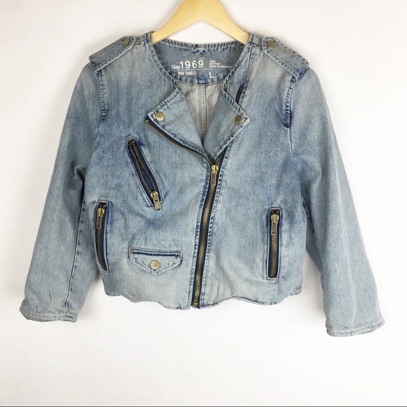 GAP Jackets & Blazers - Gap | Large | Jean Jacket | Moto | Biker | Denim